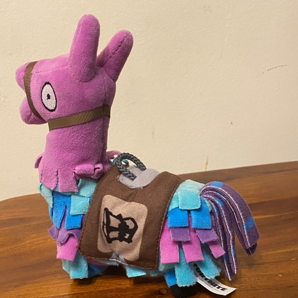 Colorful Pink and Blue Stuffed Llama Toy - Picture 4 of 4